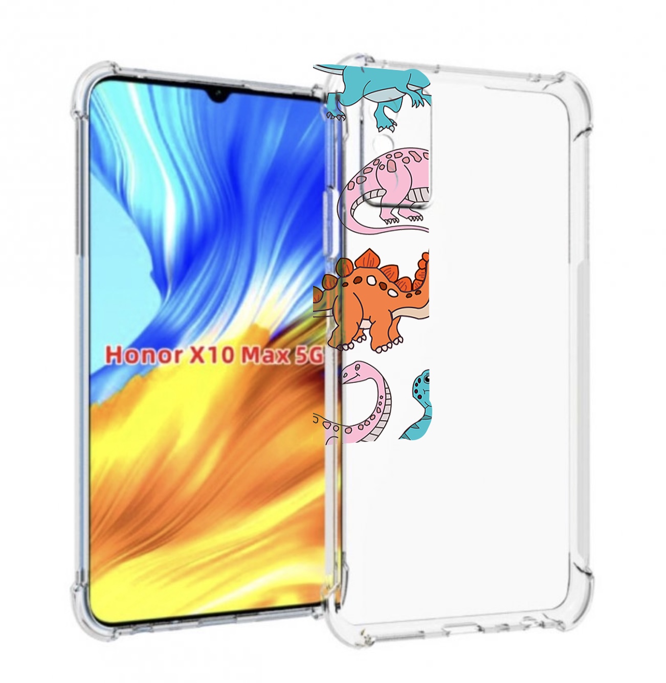

Чехол MyPads разные-динозаврики для Honor X10 Max, Прозрачный, Tocco