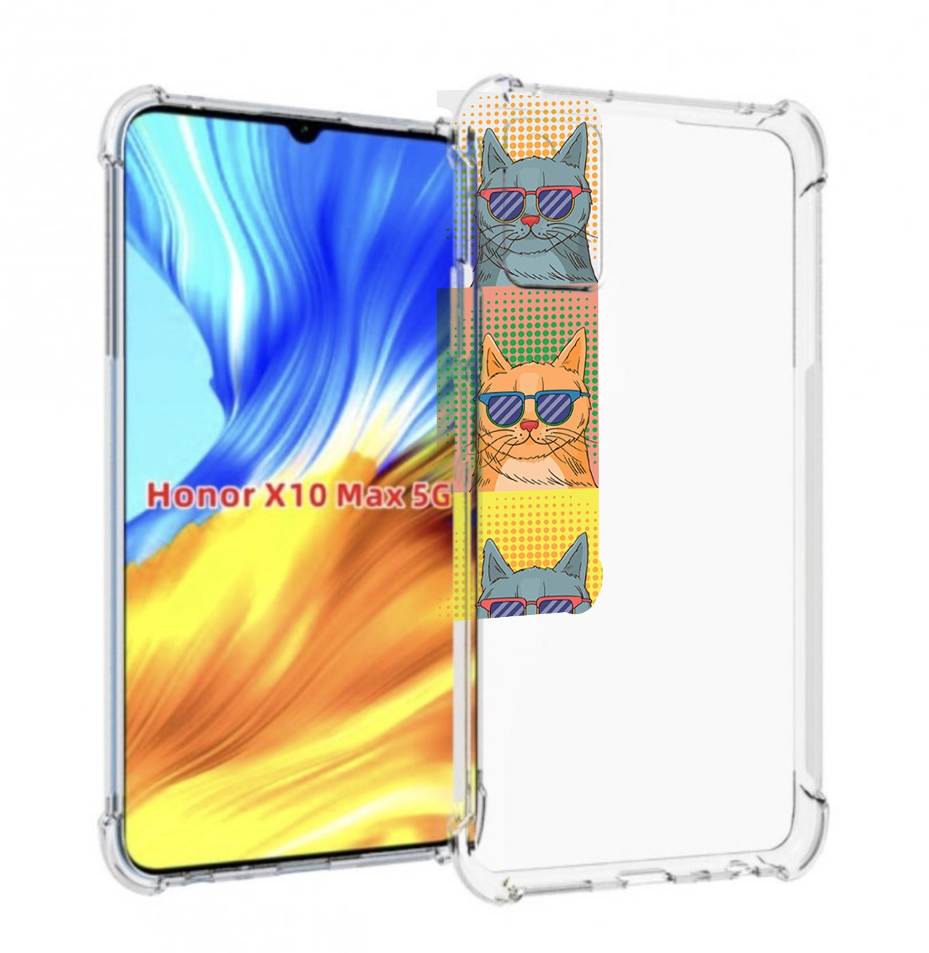 

Чехол MyPads разноцветные-коты для Honor X10 Max, Прозрачный, Tocco