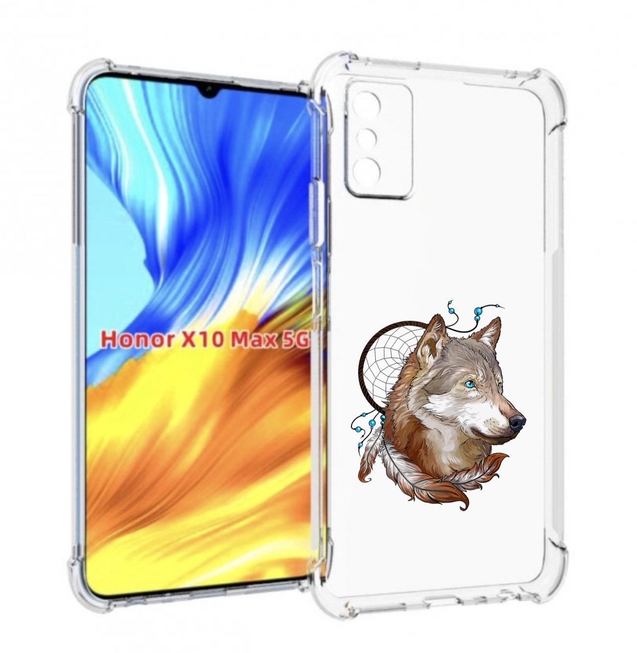 

Чехол MyPads волк и ловец снов для Honor X10 Max, Прозрачный, Tocco