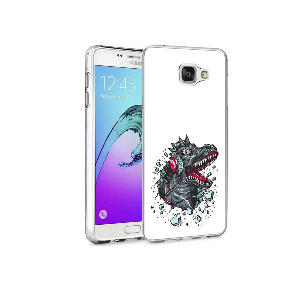 

Чехол MyPads Tocco для Samsung Galaxy A9 Pro Нарисованный динозавр в наушниках, Прозрачный, Tocco