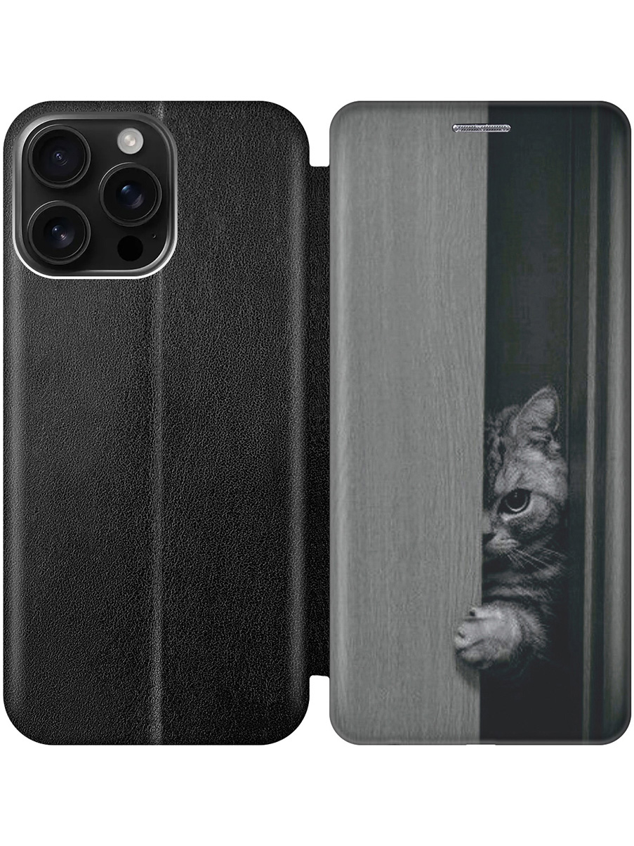 

Чехол-книжка на Apple iPhone 16 Pro Max с принтом "Подглядывающий котик" черный, Черный;белый;серый, 785198312