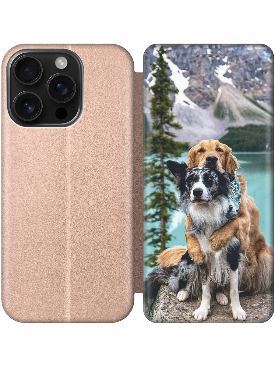 

Чехол-книжка на Apple iPhone 16 Pro с принтом "Собачья дружба" золотой, Золотистый;голубой;серый, 785197712