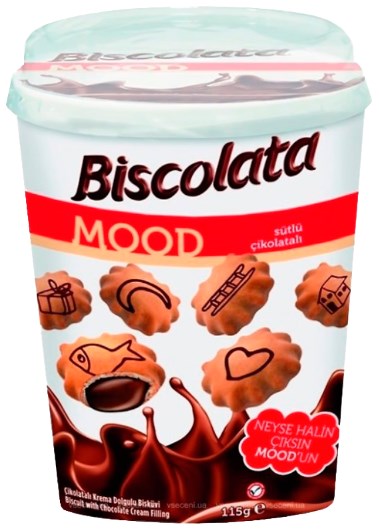 Печенье Biscolata Mood с начинкой из шоколадного крема 115 г