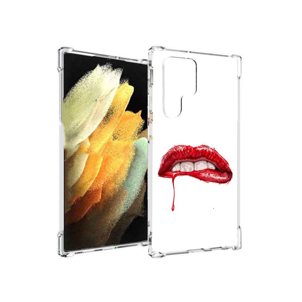 

Чехол MyPads Tocco для Samsung Galaxy S22 Ultra яркие красные губы (PT172602.555.706), Прозрачный, Tocco