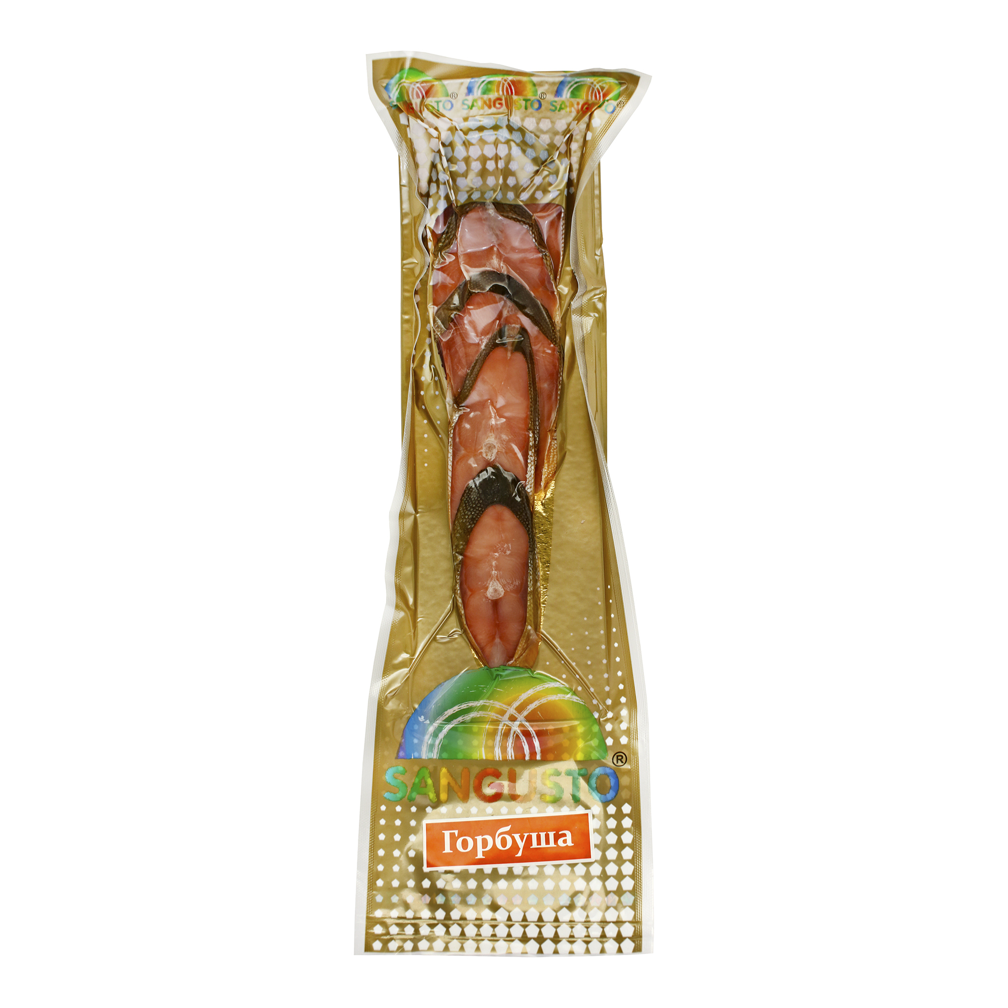 

Горбуша Sangusto кусочки холодного копчения вакуумная упаковка 150 г