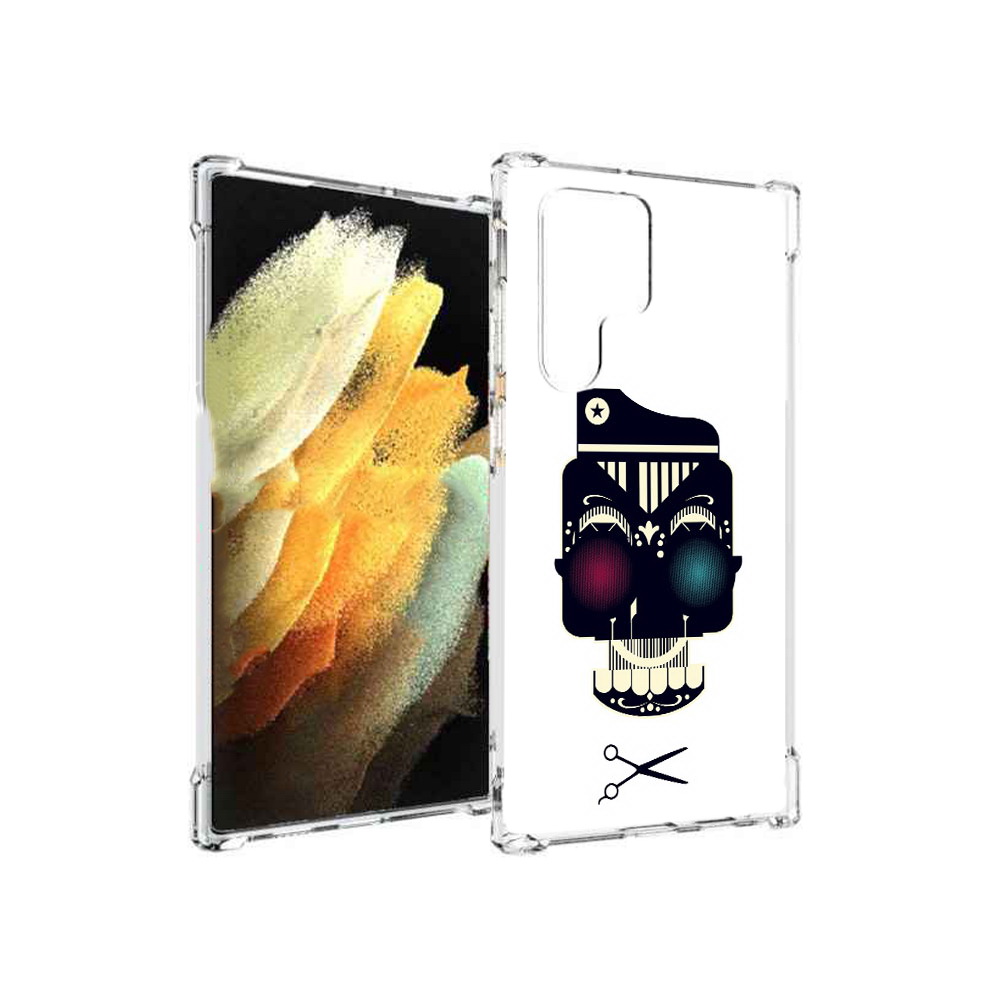 

Чехол MyPads Tocco для Samsung Galaxy S22 Ultra черно белый скелет с яркими глазами, Прозрачный, Tocco