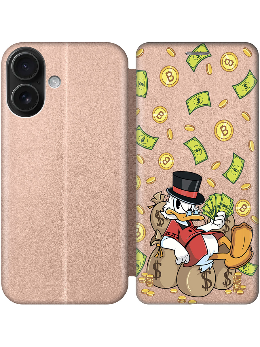 

Чехол-книжка на Apple iPhone 16 с принтом "Богатый Скрудж" золотой, Золотистый;прозрачный;белый;зеленый, 785196571