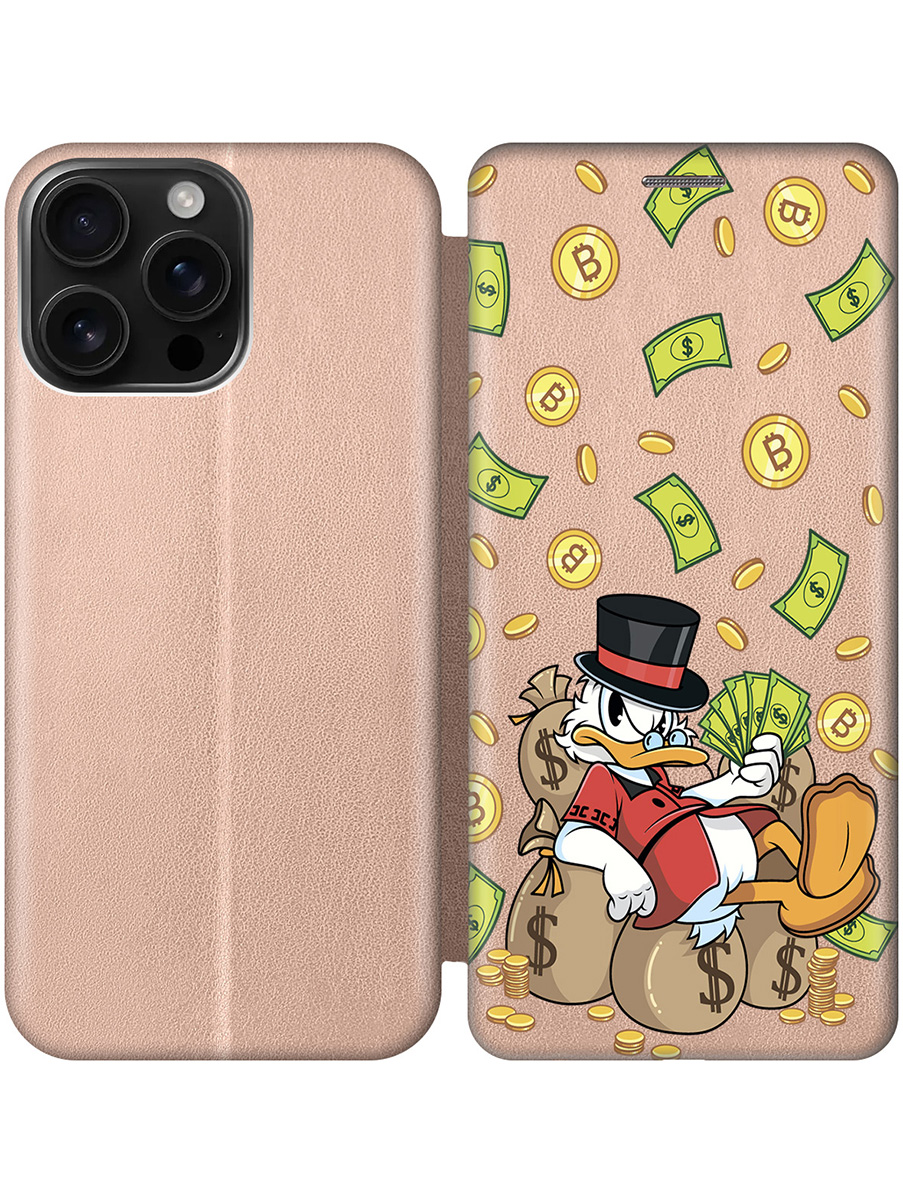 

Чехол-книжка на Apple iPhone 16 Pro Max с принтом "Богатый Скрудж" золотой, Золотистый;прозрачный;белый;зеленый, 785198371
