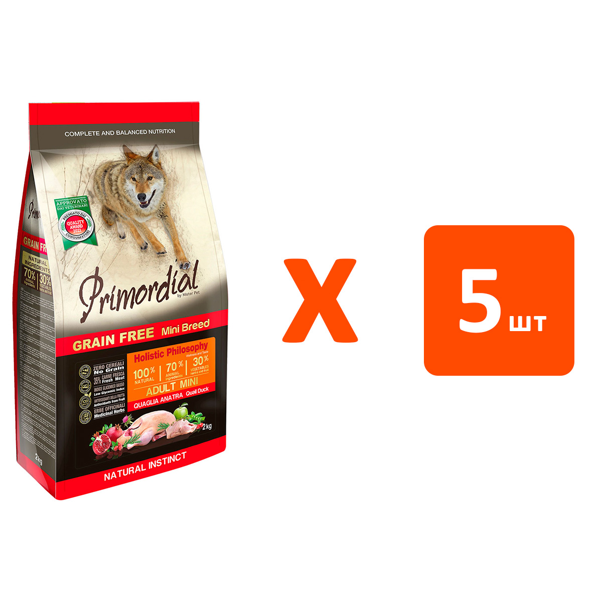 

PRIMORDIAL PRIMORDIAL ADULT MINI BREED беззерновой для взрослых собак маленьких пород с пе