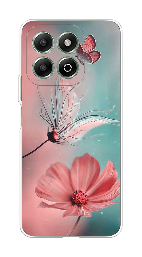 

Чехол на Honor X6b "Бабочка и цветок", Голубой;розовый, 6124950-1