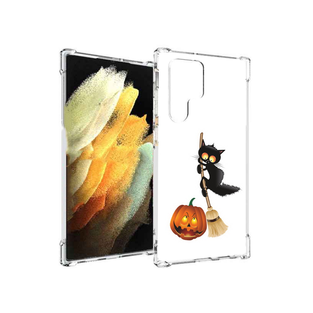 

Чехол MyPads Tocco для Samsung Galaxy S22 Ultra хэлуинский котик (PT172602.555.667), Прозрачный, Tocco