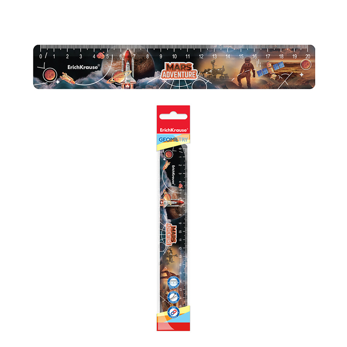 

Линейка ErichKrause Mars Adventure, 20 см пластик, непрозрачная, с рисунком, европодвес