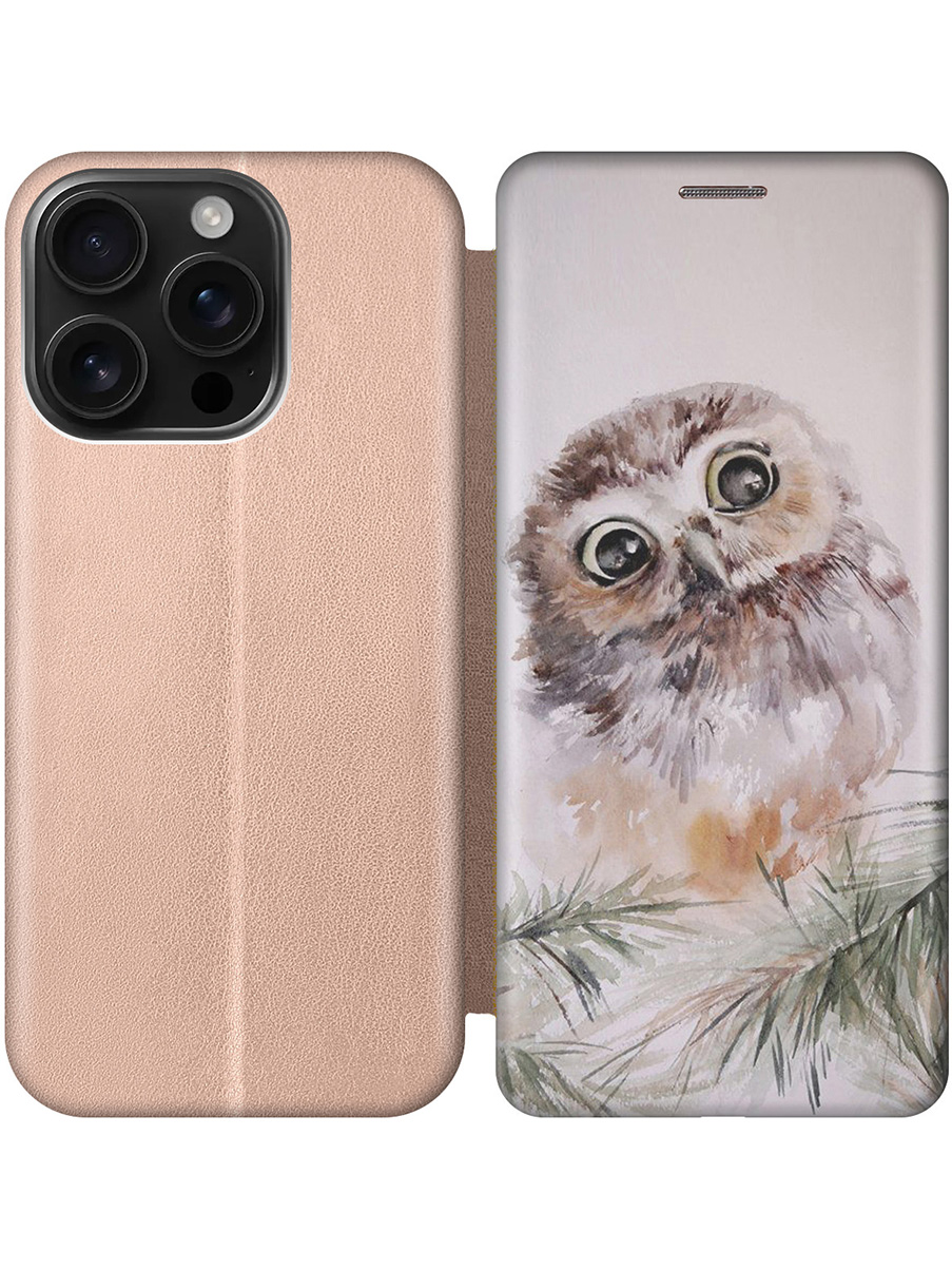 

Чехол-книжка на Apple iPhone 16 Pro с принтом "Совенок" золотой, Золотистый;зеленый;коричневый;серый, 785197712