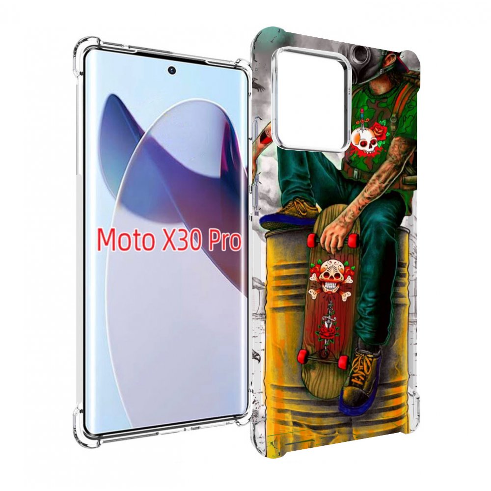 

Чехол MyPads скейтер в противогазе для Motorola Moto X30 Pro, Прозрачный, Tocco