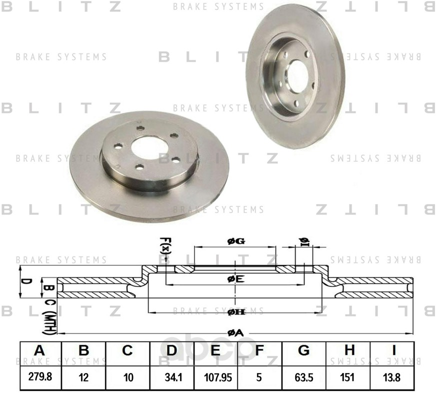 

Тормозной диск BLITZ для Ford Mondeo 2000- BS0177