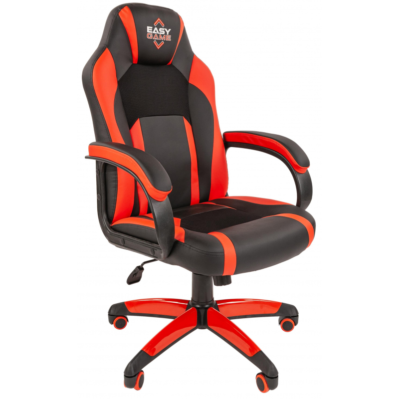 

Кресло VT_EChair Easy Game-686 TPU кожзам/ткань черный/красный пластик
