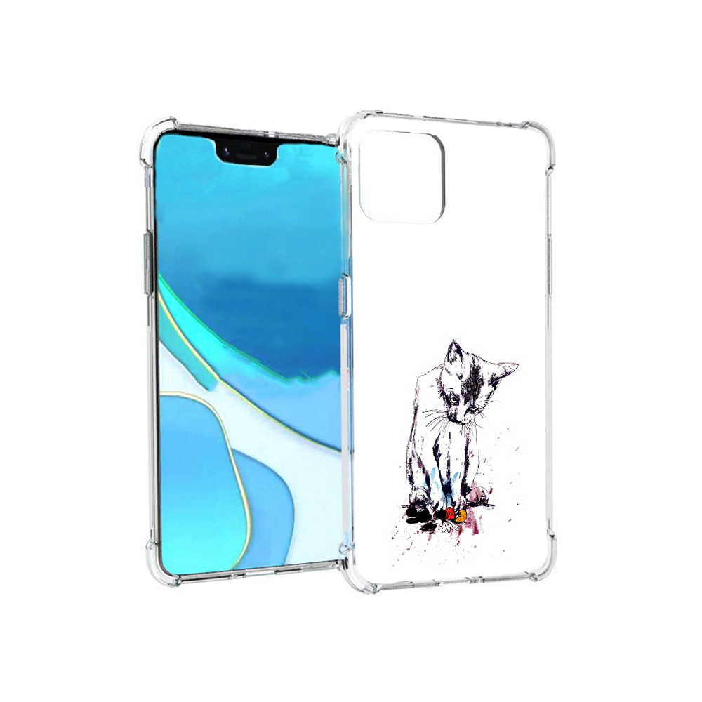 

Чехол MyPads Tocco для Google Pixel 4 XL кот и микки, Прозрачный, Tocco