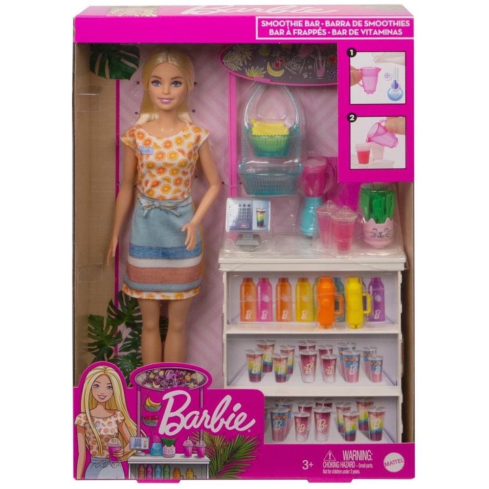 Кукла Mattel Barbie Смузи-бар GRN75 original mattel barbie travel doll with suitcase backpack accessories toys for girls educational props children birthday gift