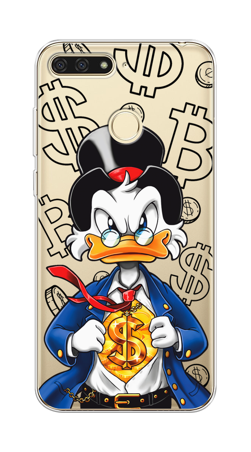 

Чехол на Honor 7C/7A Pro/Huawei Y6 Prime 2018 "Scrooge Goldman", Черный;белый;синий, 65450-1