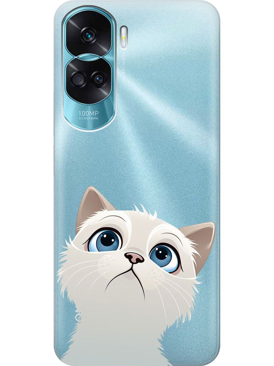 

Силиконовый чехол на Honor 90 Lite с принтом "Белый котик" прозрачный, Прозрачный;белый, 772622611