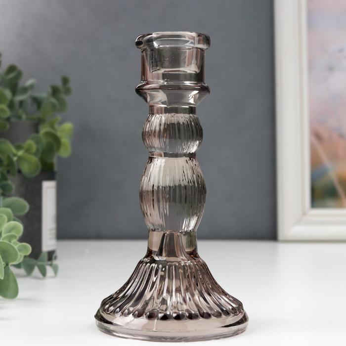 фото Подсвечник стекло на 1 свечу "колонна с шарами" серый прозрачный 15,5х8,5х8,5 см nobrand