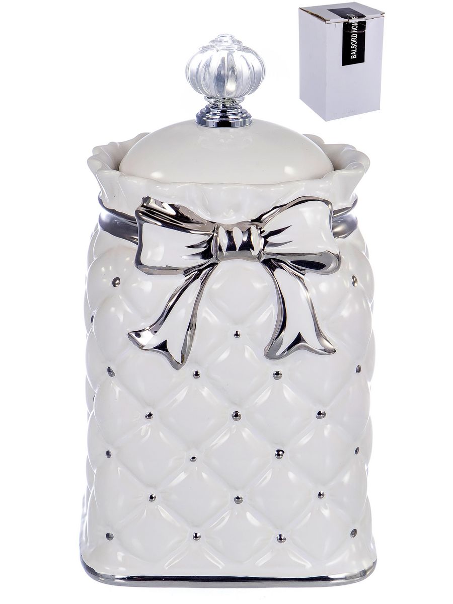 

Банка для сыпучих продуктов Home Art, 10,5х11х18 см, 850 мл, Белый