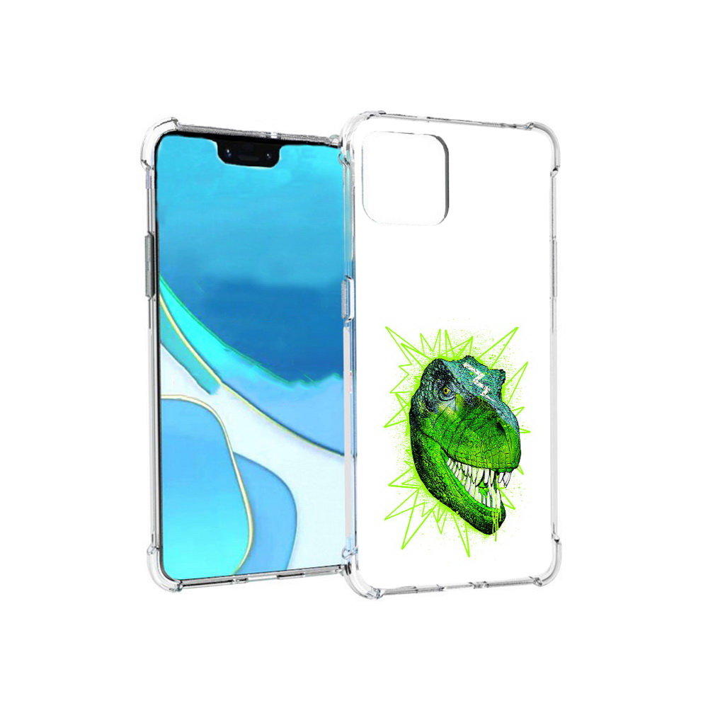 

Чехол MyPads Tocco для Google Pixel 4 XL зеленый динозавр, Прозрачный, Tocco