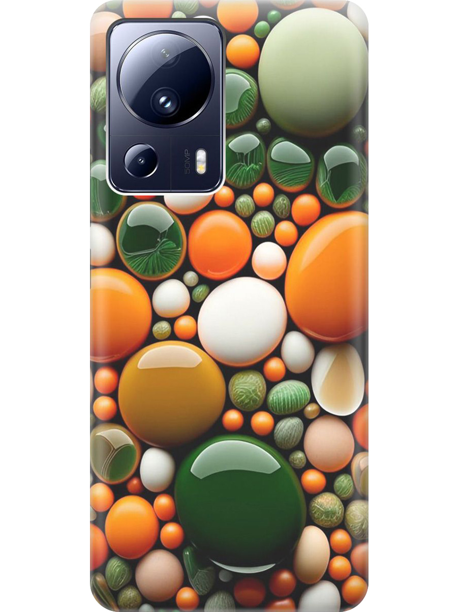 

Силиконовый чехол на Xiaomi 13 Lite с принтом "Оранжевые и зеленые камушки", Прозрачный;оранжевый;зеленый, 768741241