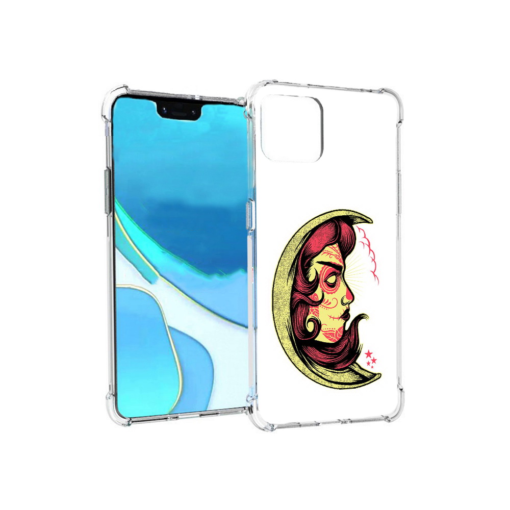 

Чехол MyPads Tocco для Google Pixel 4 XL желтый полумесяц с лицом девушки, Прозрачный, Tocco