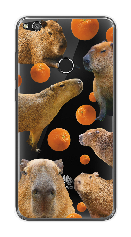 

Чехол на Honor 8 Lite/Huawei P8 Lite "Капибара и апельсины", Бежевый;оранжевый, 61550-1