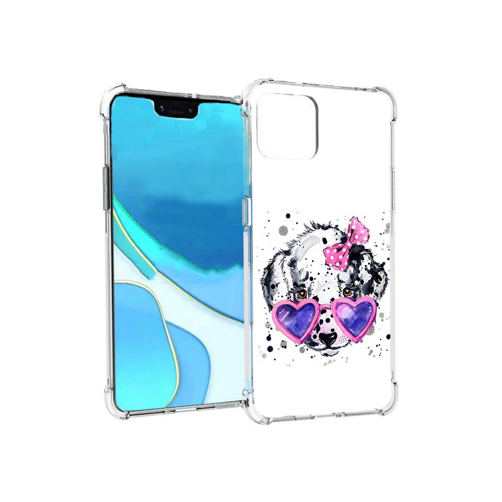 

Чехол MyPads Tocco для Google Pixel 4 XL долматинец в очках, Прозрачный, Tocco