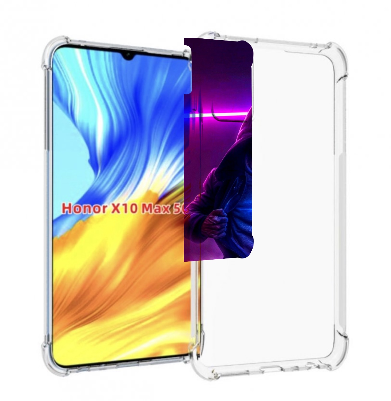 

Чехол MyPads парень в капюшоне неоновый для Honor X10 Max, Прозрачный, Tocco