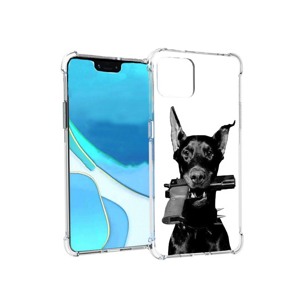 

Чехол MyPads Tocco для Google Pixel 4 XL доберман с пистолетом, Прозрачный, Tocco