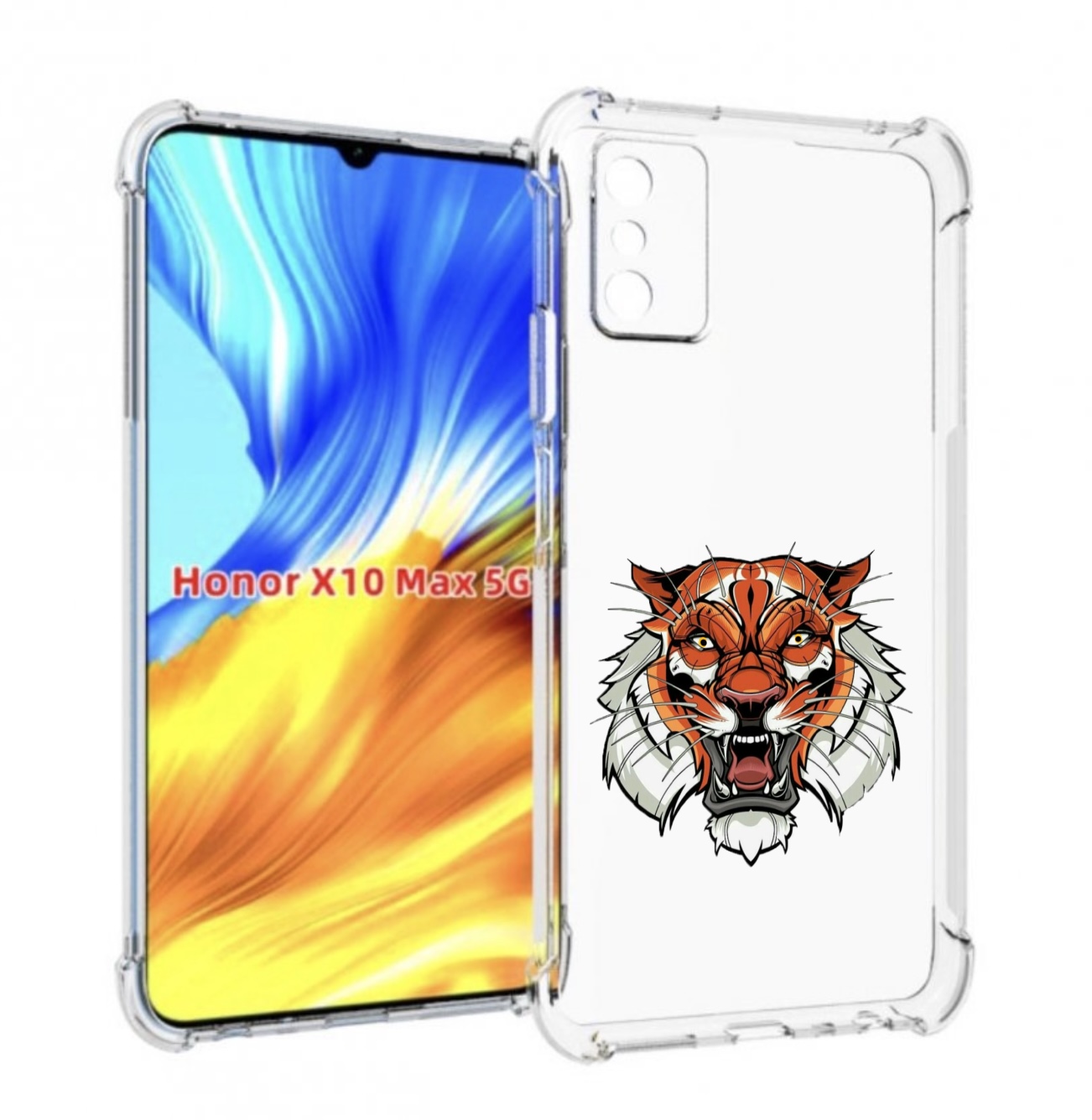 

Чехол MyPads оранжевый седой тигр для Honor X10 Max, Прозрачный, Tocco