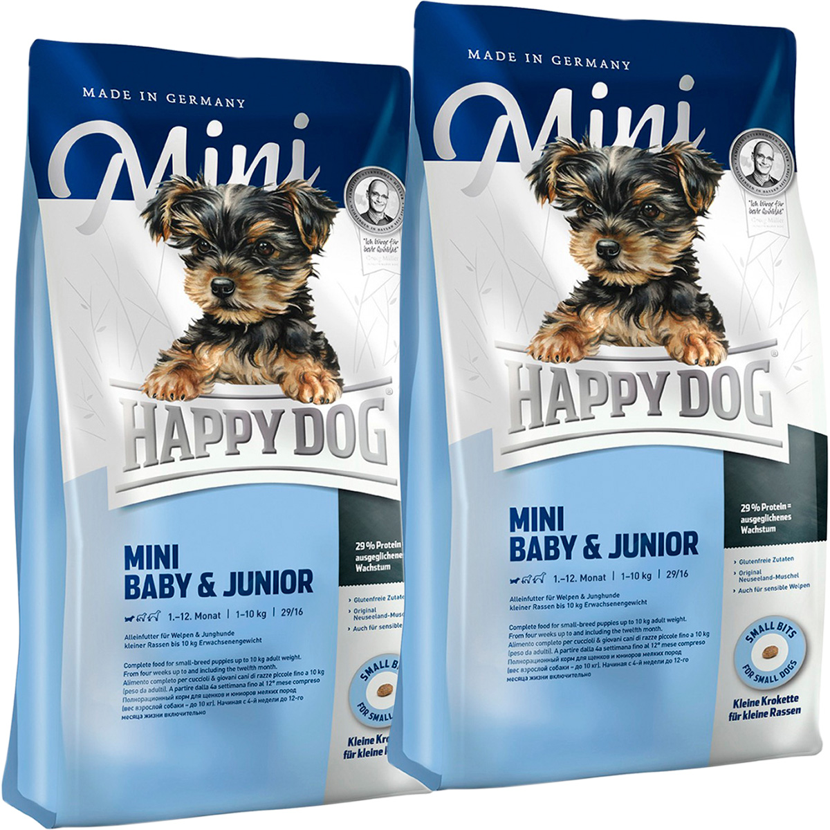 

Сухой корм для щенков маленьких пород Happy Dog SupremeMini Baby & Jumior 2 шт по 4 кг