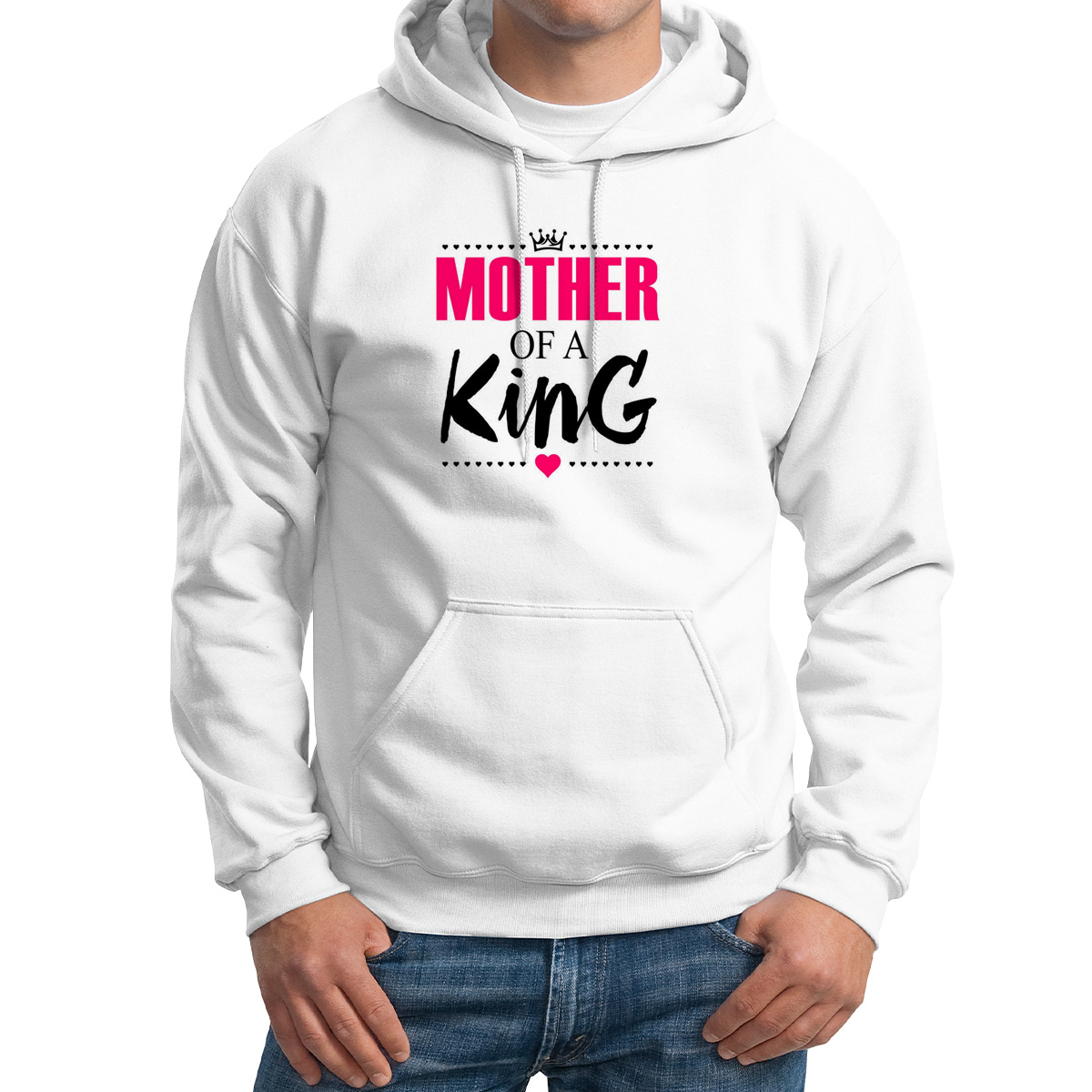 

Худи унисекс CoolPodarok Прикол Семья Mother of a king Мама короля белое 42 RU, Белый, M0151872
