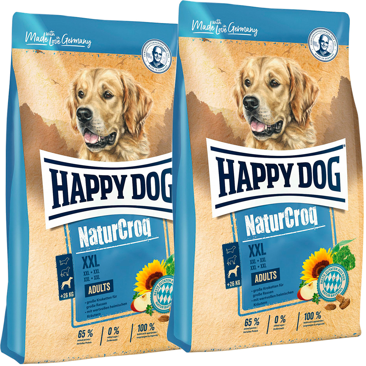 Сухой корм для взрослых собак крупных пород Happy Dog Naturoq XXL 2 шт по 15 кг