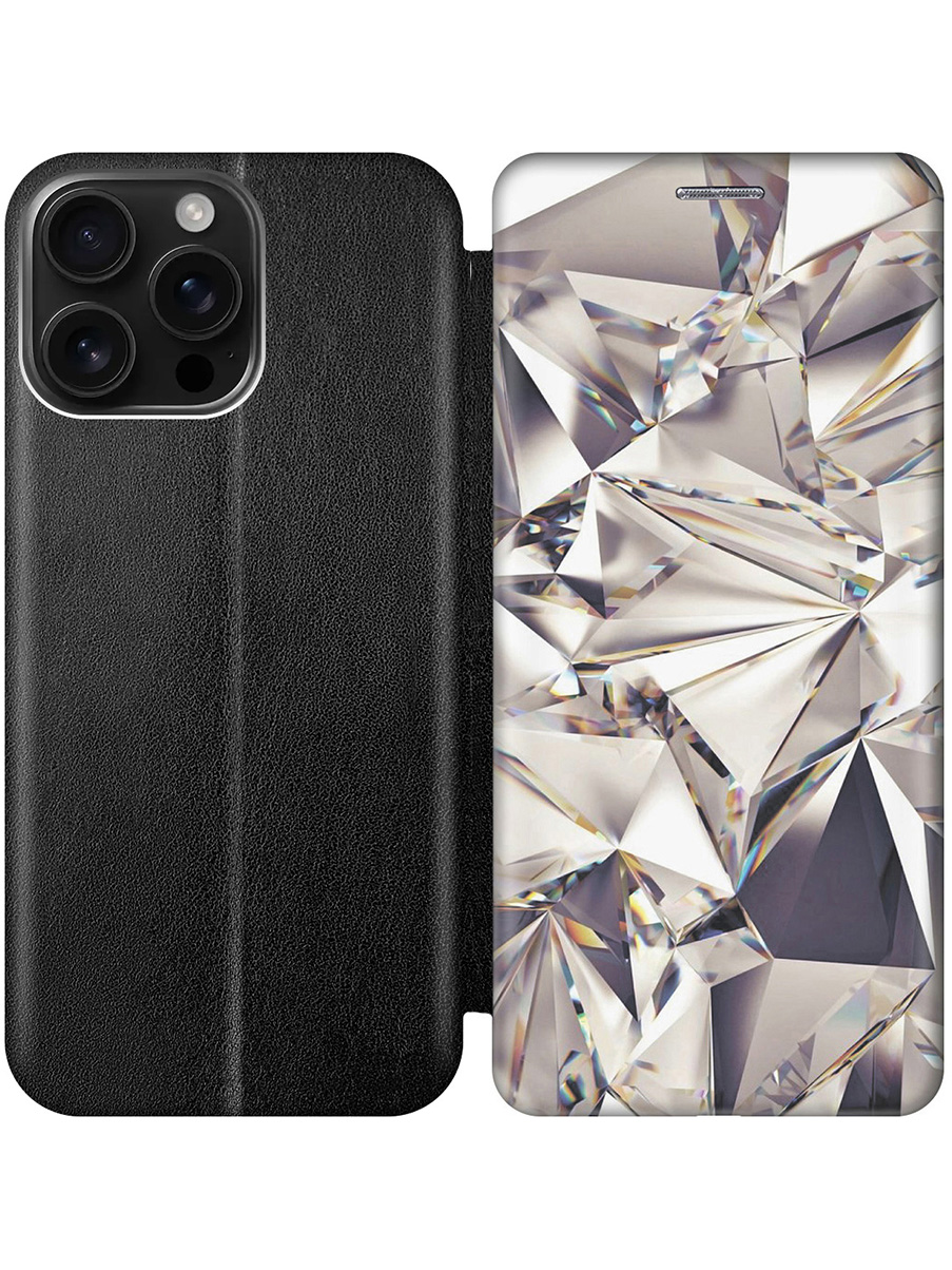 

Чехол-книжка на Apple iPhone 16 Pro Max с принтом "Алмазные грани" черный, Черный;серый, 785198331