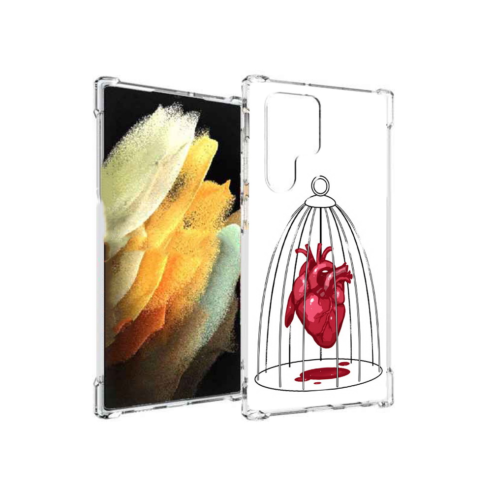 

Чехол MyPads Tocco для Samsung Galaxy S22 Ultra сердце в клетке (PT172602.555.597), Прозрачный, Tocco