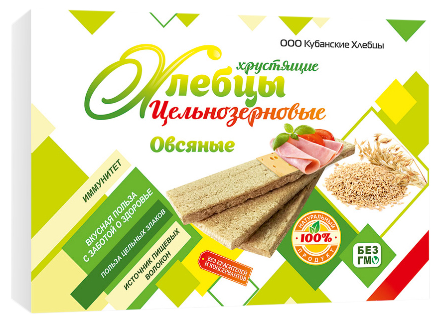 

Хлебцы Кубанские хлебцы Хрустящие овсяные цельнозерновые 100 г