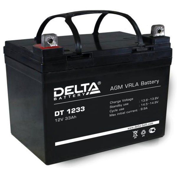 

Аккумулятор Delta DT 1233 12В 33Ач 197x131x180 мм Прямая (+-)
