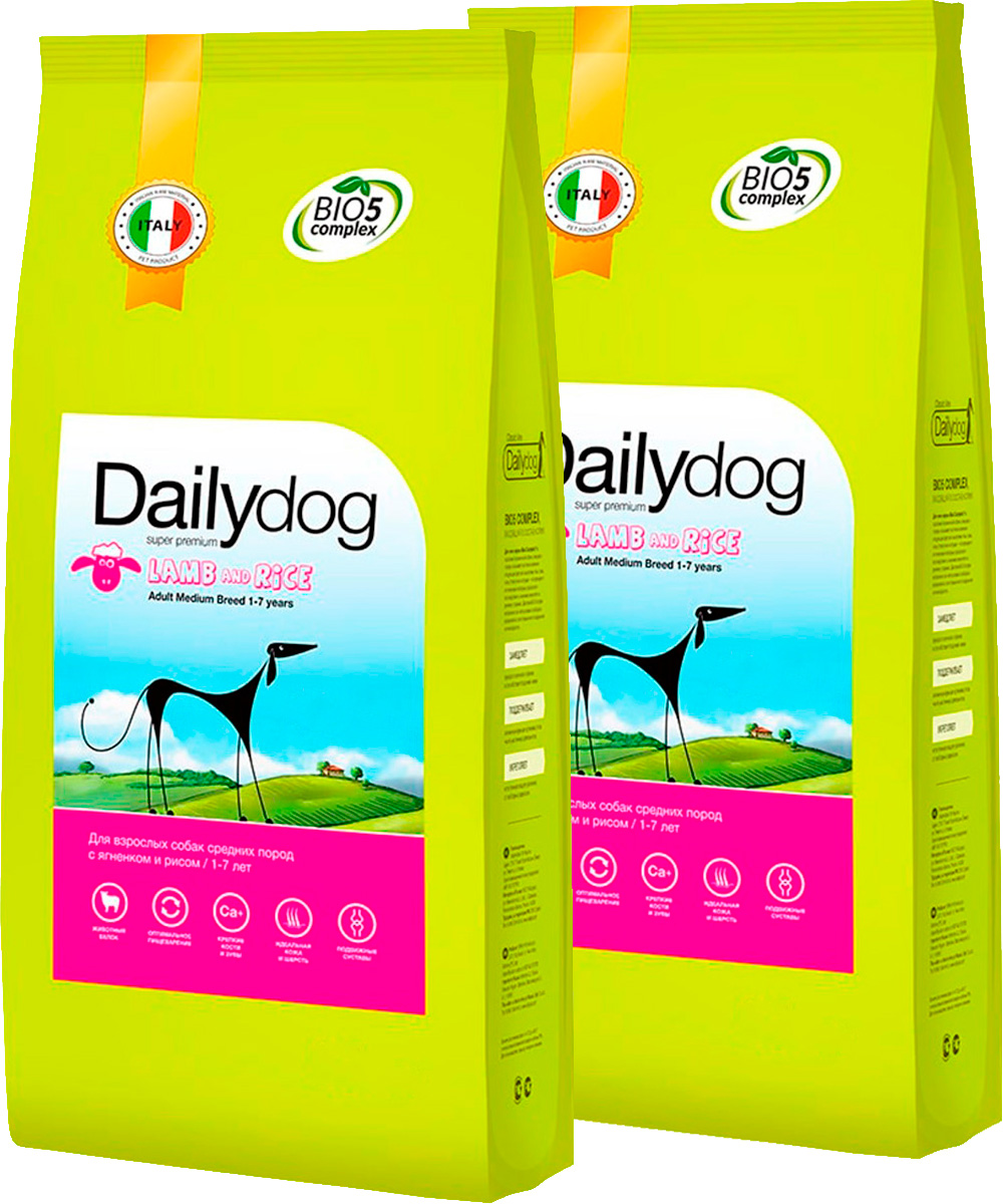

Сухой корм для собак Dailydog с ягненком и рисом, 2 шт по 20 кг