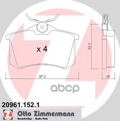 

Тормозные колодки ZIMMERMANN дисковые 209611521
