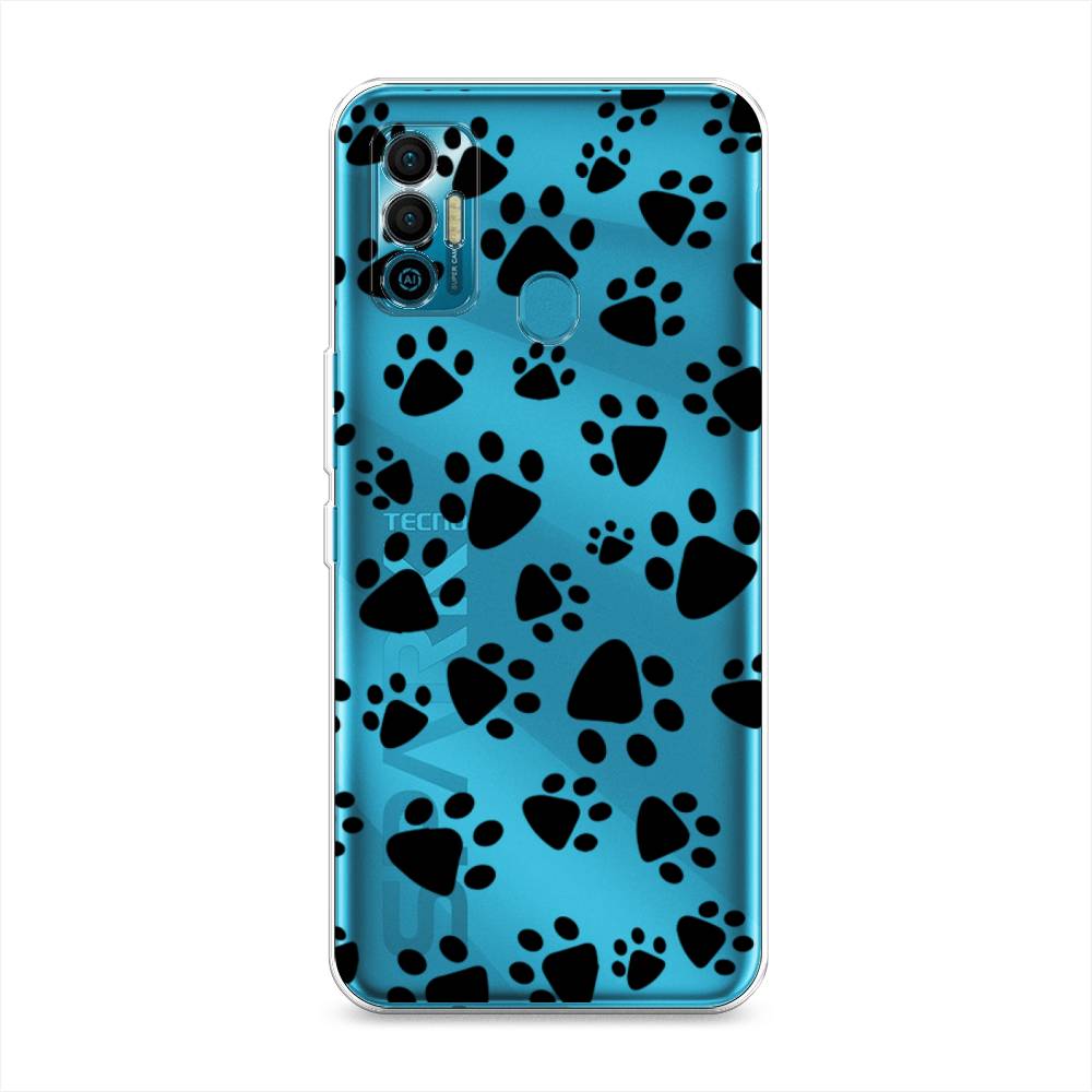 

Чехол Awog на Tecno Spark 7 "Лапки черные", Разноцветный, 301050-2