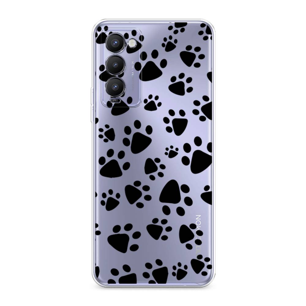 

Чехол Awog на Tecno Camon 18/18T "Лапки черные", Разноцветный, 300950-2
