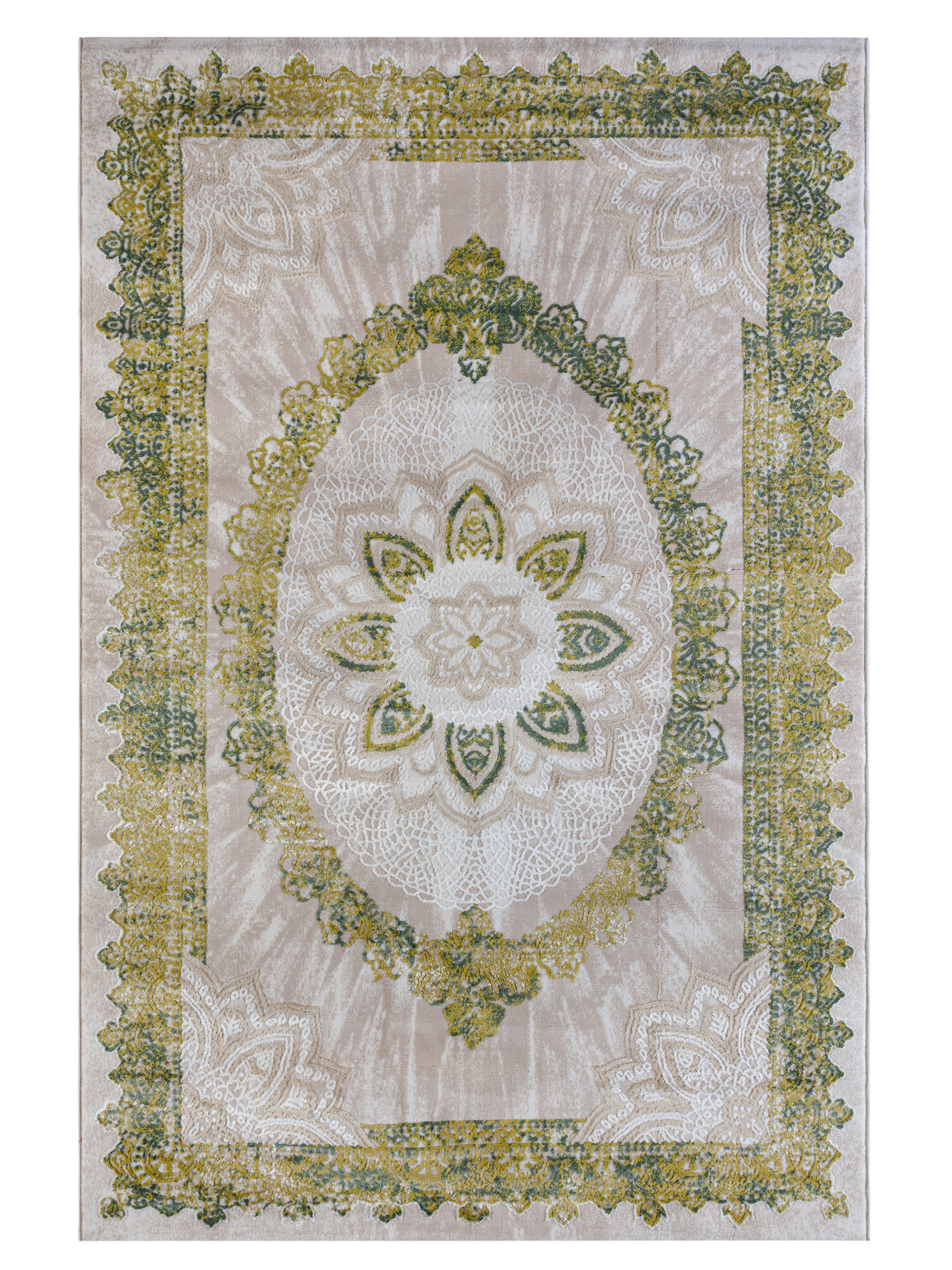 фото Ковер nova 4344c прямой зеленый/кремовый 80x150 sofia rugs