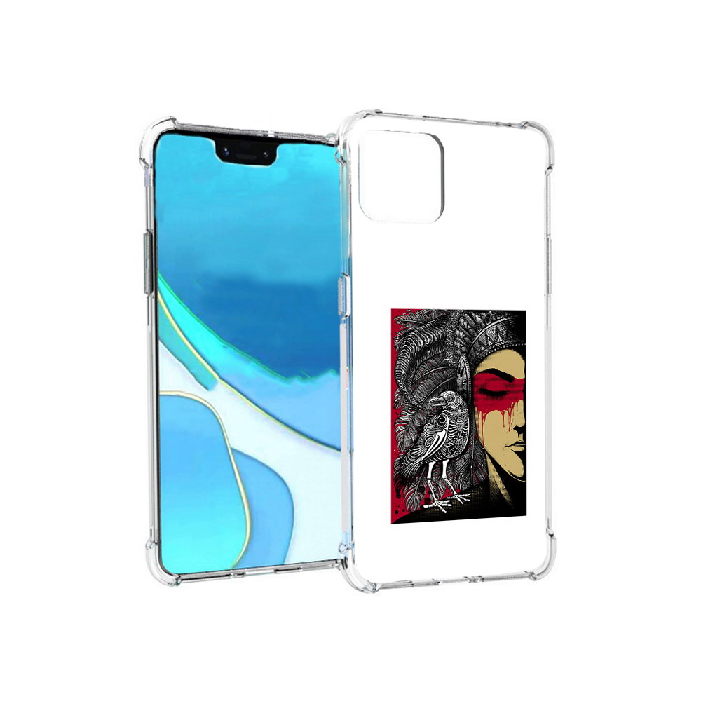

Чехол MyPads Tocco для Google Pixel 4 XL девушка с вороном в абстракции, Прозрачный, Tocco