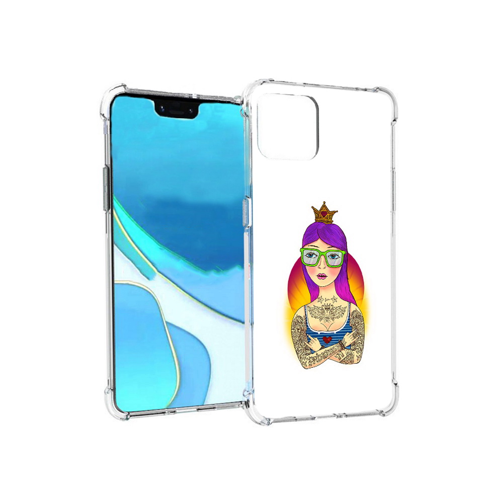 

Чехол MyPads Tocco для Google Pixel 4 XL девушка в татуировках с короной, Прозрачный, Tocco