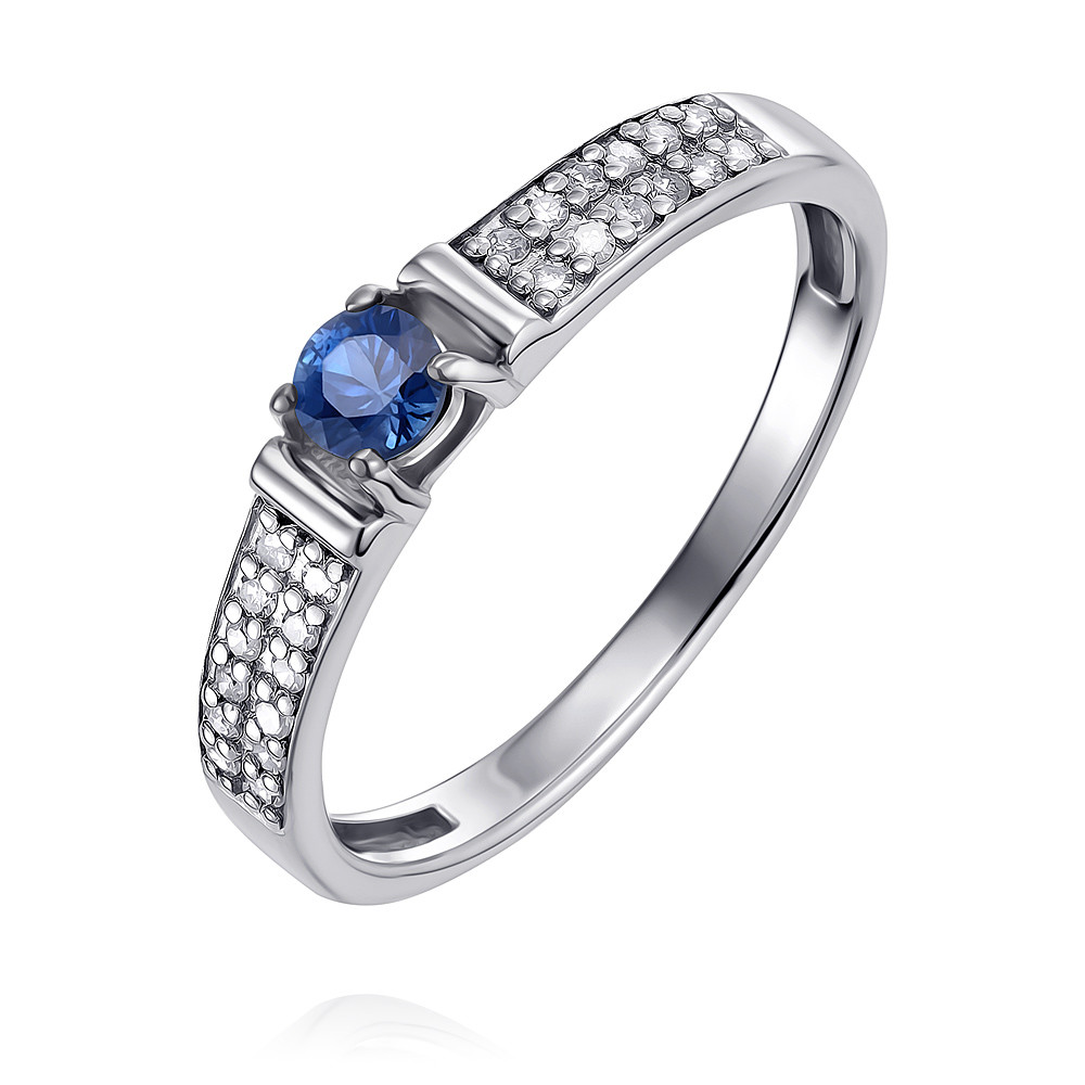 

Кольцо из белого золота с бриллиантом/сапфиром р.  ADAMAS 1418934/01-А51ДЧ-432, 1418934/01-А51ДЧ-432