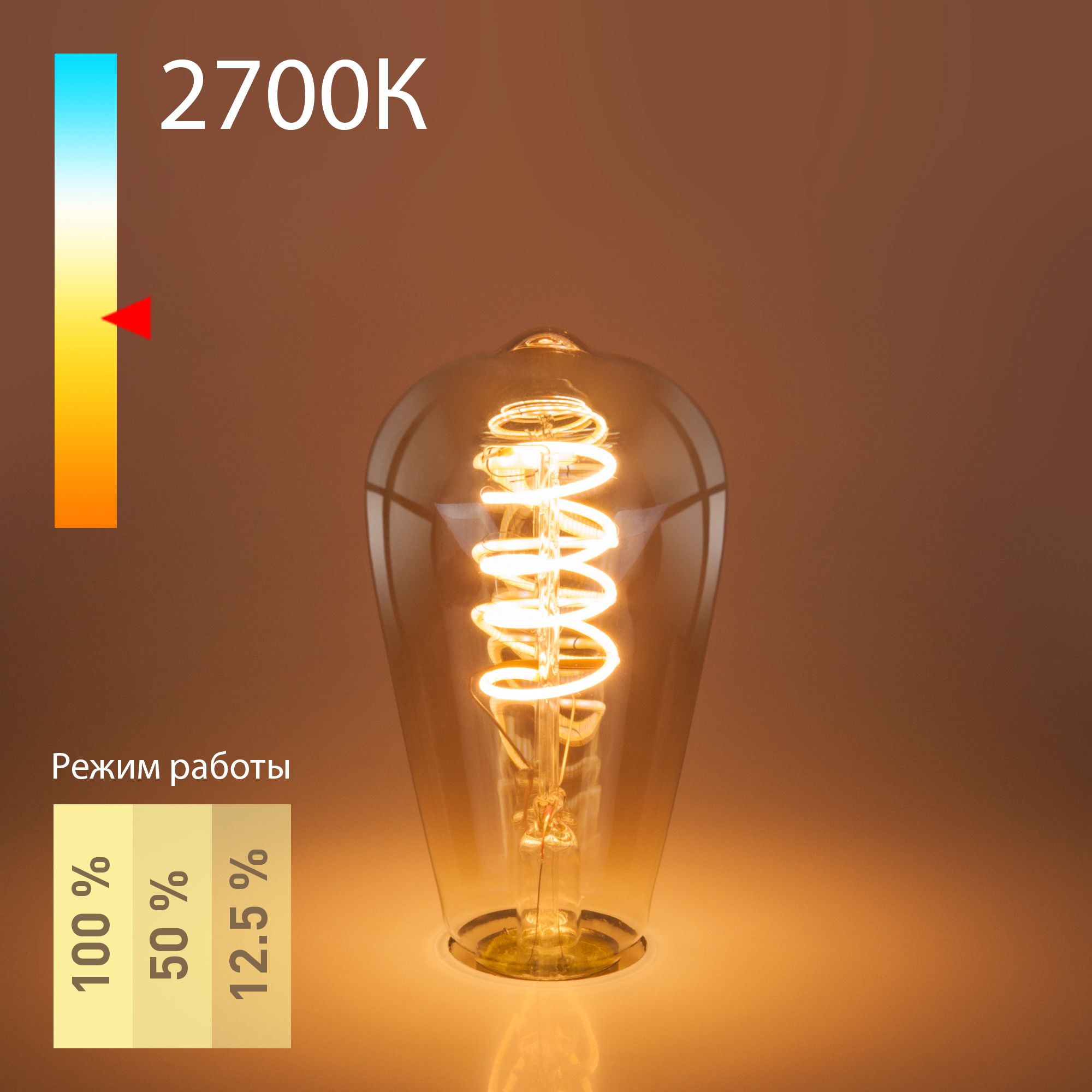 фото Филаментная светодиодная лампа elektrostandard dimmable st64 5w 2700k e27 ble2746